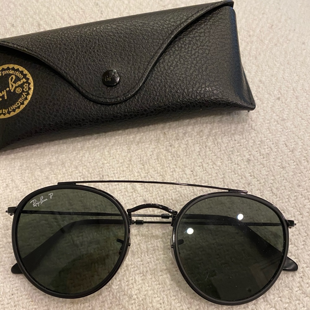 Ray-Ban Polarized Round Double Bridge Sunglasses